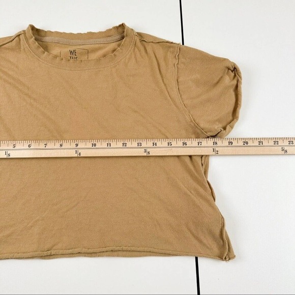We The Free People Brow Brown The Perfect Cropped Raw Hem Tee Womens Sz XS - Picture 6 of 10
